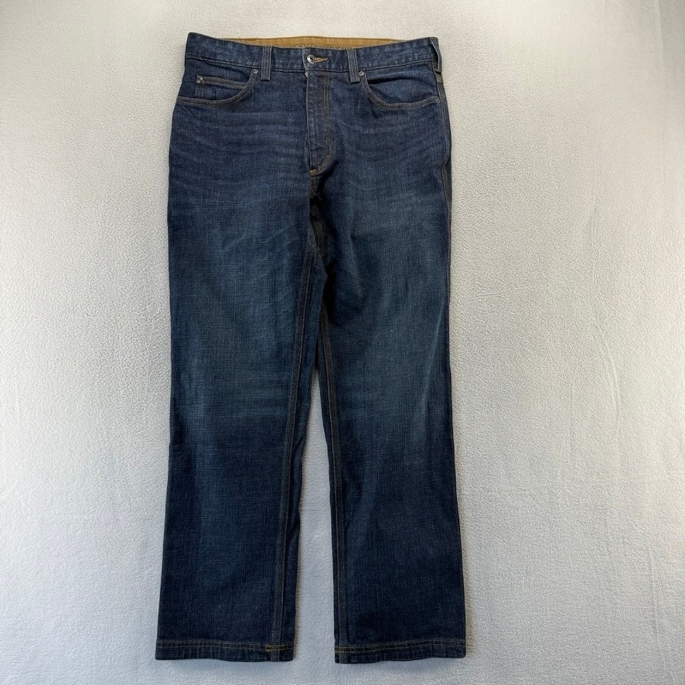 Duluth Jeans Mens 36x32 Blue Flex Ballroom Relaxed Fit Work Denim Cotton Blend